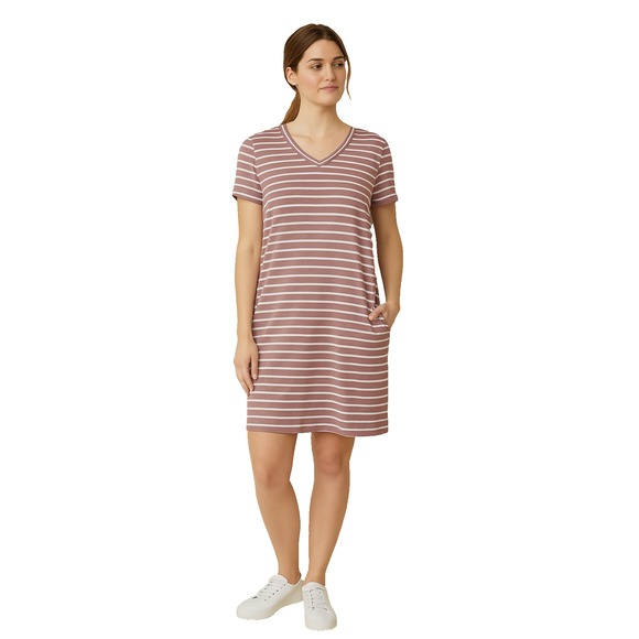 32 Degrees COOL XXL Pink Stripe T-Shirt Dress Short Sleeve NWT Lounge Casual - Picture 1 of 7
